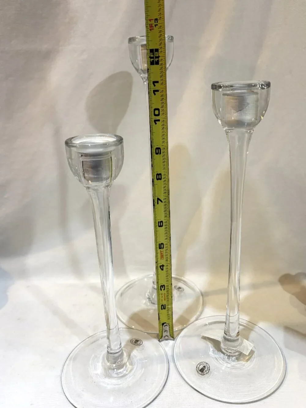IKEA Blomster Candlestick Holder Set of 3 VTG 1999 Hand Made Quality Glass